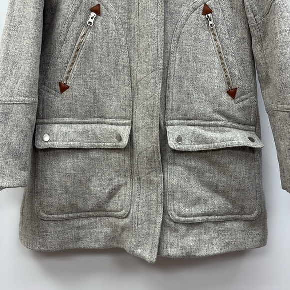 J. Crew Chateau Parka Italian Stadium Cloth Wool Long Coat Jacket Winter Grey 6 - Picture 7 of 13